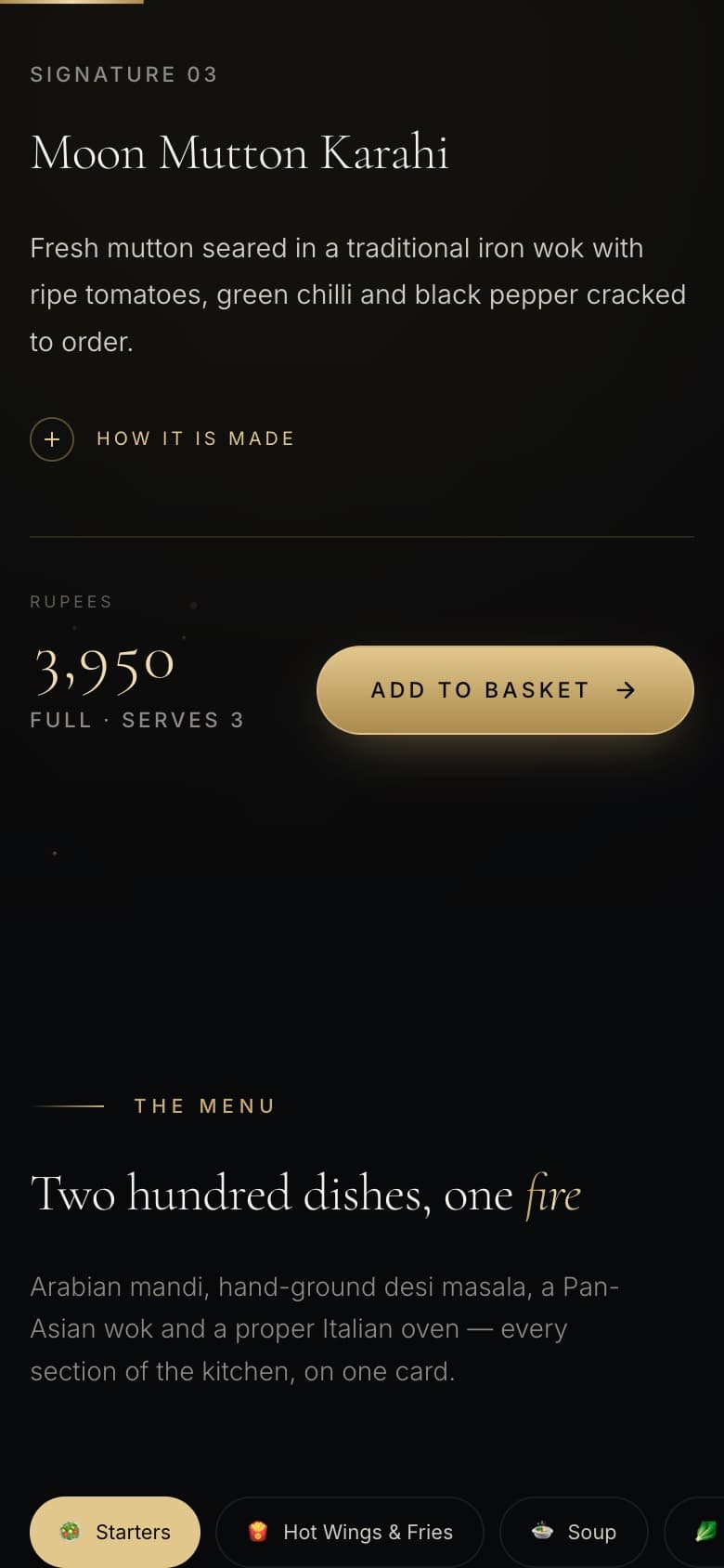 Restaurant Digital Experience running on a phone