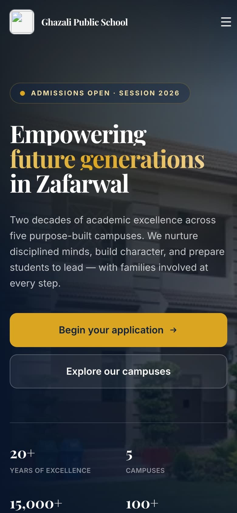 School Management Platform running on a phone