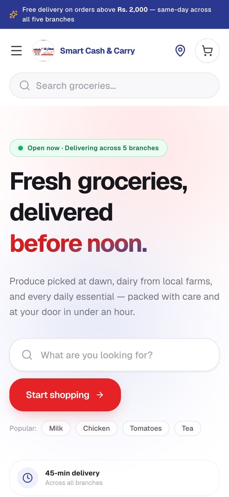 Smart Cash & Carry running on a phone
